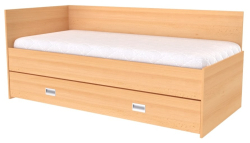 Postel DUO 90 s úložným prostorem, 2 zvýšené čela, levé 
buk