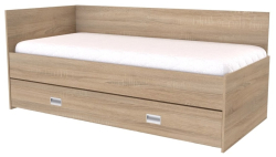 Postel DUO 90 s úložným prostorem, 2 zvýšené čela, levé 
dub natur