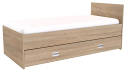 Postel DUO s úložným prostorem, 1 zvýšené čelo, pravé
dub natur