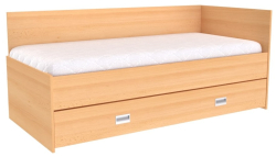 Postel DUO s úložným prostorem, 2 zvýšené čela, pravé 
buk