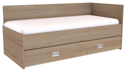 Postel DUO s úložným prostorem, 2 zvýšené čela, pravé 
dub grande