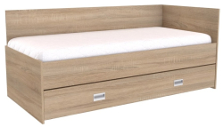 Postel DUO s úložným prostorem, 2 zvýšené čela, pravé 
dub natur