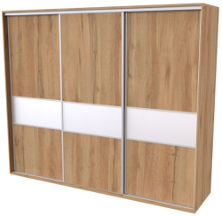 Skříň FLEXI 3, dveře DTD  s vloženým skleněným páskem L - 300/240
dub harmony