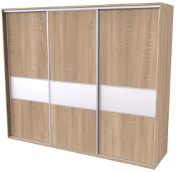 Skříň FLEXI 3, dveře DTD  s vloženým skleněným páskem L - 300/240
dub natur