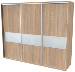 Skříň FLEXI 3, dveře DTD  s vloženým skleněným páskem M - 300/240
dub natur
