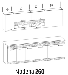 Kuchyně MODENA sestava 260 cm