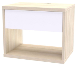 Noční stolek SMART, USB, závěsný

akácie světlá / bílá