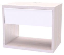 Noční stolek SMART, USB, závěsný

modřín latte / bílá