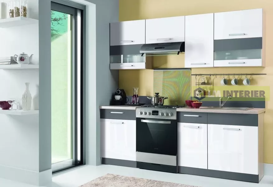 Kuchyně MODENA sestava 220 cm 

grafit / bílý lesk
